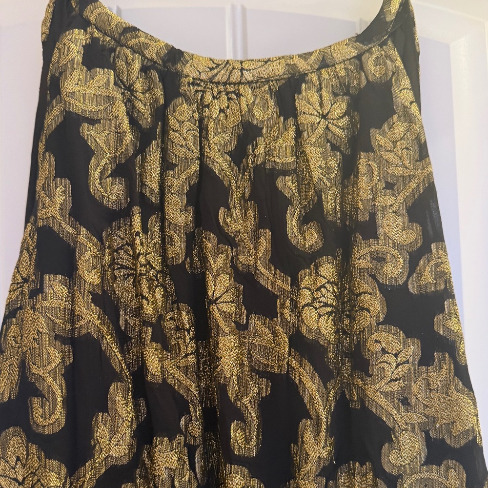 Alex Marie Gold & Black Jacquard Dress - Size 16
